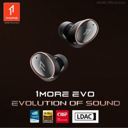 Cell Phone Earphones 1MORE EVO HiRes LDAC Wireless Earbuds Audiophile HiFi Sound Tws Active Noice Canceling Bluetooth 52 Headphones 6 Microphones 230324