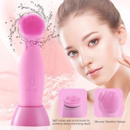 Cleaning Tools Accessories Electric Cleansing Brush Double Brush Head Design Skin Tightening Face Slim Manual Massager Automatic Spin Face Cleaner 230324