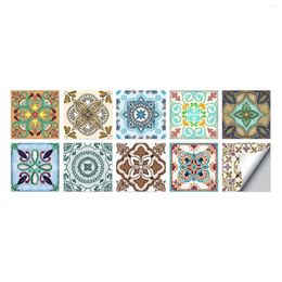 Wall Stickers 10pcs 10/15/20cm Retro Pattern Tile Sticker Self-Adhesive DIY Waterproof Bathroom Wardrobe Art Mural Decals