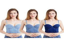 Accessories Buttonup Slim Denim Strapless Suspender Vest Solid Color Denim Fashion Vest For Women Girl Comfortable Beach Wear In 6633973