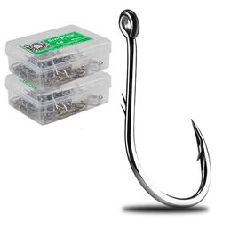 Fishing Hooks 50pcs/Box Barbed High Carbon Steel Fishing Hooks Sea Worm Carp Single Circle Hook Set Fly Fishing Accessories Tackle Fishhook P230317