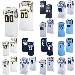 College 14 Caleb Daniels Jersey Basketball Villanova Wildcats 5 Justin Moore 22 Cam Whitmore 3 Brandon Slater 2 Mark Armstrong 43 Eric Dixon Sewn On Man Woman Youth