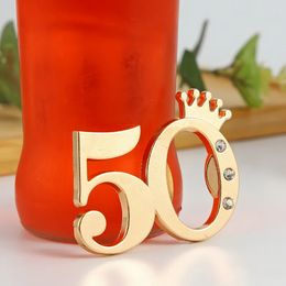 30th 40th 50th 60th Wholesales Wedding Anniversary Party Present Gold Imperial Crown Digital 50 Bottle Opener in Gift Box Chrome Beer Openers i0324