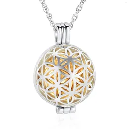 Pendant Necklaces Flower Of Life Cremation Jewellery For Ashes Loved Ones Stainless Steel Women Men Keepsake Memorial Urn Necklace