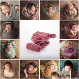 Caps Hats Jane Z Ann Baby Po Wraps Studio Shooting Quality Cotton Bubble Yarn Elastic Wrap Cloth Basket Filler 40X180Cm 221203 Dro Dhp7P