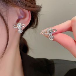 Dangle Earrings Fashion Real Gold Plated Zircon Moon Star Korean Style Dangling Trendy Jewelry Party Crystal Decor