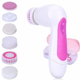 Cleaning Tools Accessories 6 in 1 360 Rotating Face Body Cleansing Brush 2 Speeds Cleaner Machine Shower Back Spin Brush Skin Care Tools With Carry Case 230324