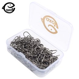 Fishing Hooks QXO 50pcs/box Swivels Snap Fishing Accessories Connector Storag Box For Artifici Bait Tool Guide Ring Can Rotate Snap Fishhook P230317