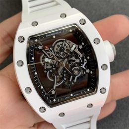 RicharMill Luxury Watches Superclone Mens Mechanics Watch Fashion Trend Rm055 Fully Automatic Mechanical r Watch Hollow Tourbillon Snow Glass Tape 6LG0