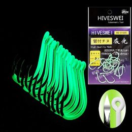 Fishing Hooks 10pcs Luminous Fishing Barbed Hook Bend Mouth Triangular Fast Attack Super Needle Point Fishhook Black Seabream Bass Japan Hooks P230317