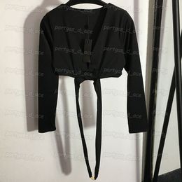 Designer Women Black T Shirts Sexy V Neck Tops Fashionable Spring Street Style Tops