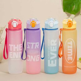 water bottle 1000ml Large Capacity Water Bottle Straw Cup Gradient Colour Water Cups With Time Marker Outdoor Fitness Sports Bottle P230324