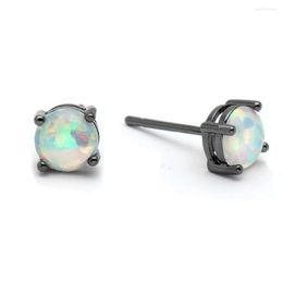 Stud Earrings Black Gun Plated Round Earring For Lady Fashion Jewellery Engagement Opal Gift Silver Distribution