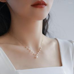 Choker Minar Korean Fashion Genuine Freshwater Pearl Charm Necklaces For Women 14K Gold Plated Brass Necklace Wedding Jewellery