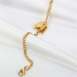 Bangle Fashion Metal Gold Colour Chain Butterfly Bracelet Elegant Charming Party For Women Stainless Steel Jewellery