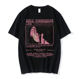 Mens TShirts Anime Serial Experiments Lain Oversized TShirt Men Graphic T Shirts Unisex Iwakura Manga Girl Sci Fi Short Sleeve Tee Shirt 230323