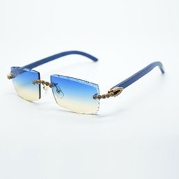 Blue Bouquet diamond eyewear frames 3524031 sunglasses with blue wood legs and 57mm cut lens