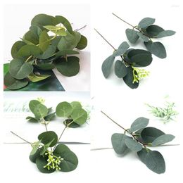 Decorative Flowers 1Pcs Fake Eucalyptus Leaves Stems Silk Artificial Plant Branches For Wedding Backdrop Arch Wall Decor