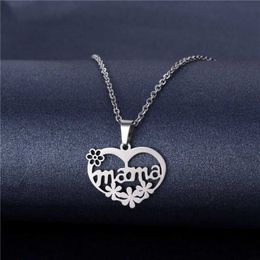 Pendant Necklaces 2022 New Heart Mama Mom Pendant Necklace For Women Mother's Day Jewelry Gifts Chain Choker Flower Female Family Fashion Collar Z0324