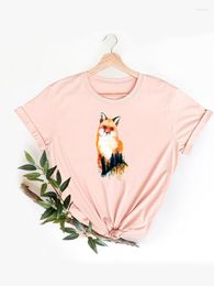 Women's T Shirts Watercolour Cartoon Animal Trend Clothing Summer Top Basic Women Clothes Fashion Short Sleeve Print Shirt Tee Graphic