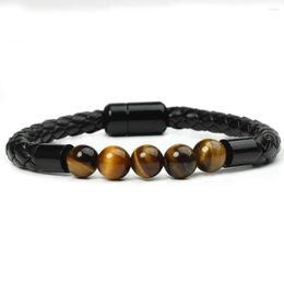 Charm Bracelets 8mm Tiger Eye Stone Beads Bracelet Bangles Natural Lava Rock For Men Women Yoga Healing Balance E208