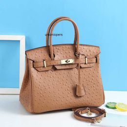 Birkinbag Pattern Ostrich Bags Fashion 2022 New Leather Womens Portable Large Capacity Versatile One Shoulder Messenger ayw