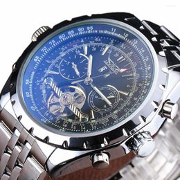 Wristwatches JARAGAR Big Dial Chronograph High Quality Auto Date Tourbillon Stainless Steel Fashion Watch Men Automatic Mechanical