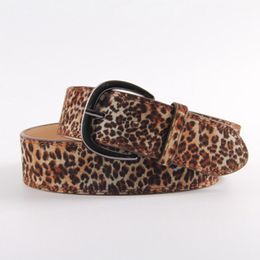 Belts 105cm Pigskin Women Leopard Print Pin Buckle Leather Waist Jeans Belt FemaleBelts
