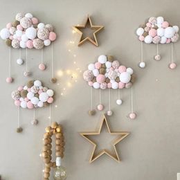 Wall Decor Wall Hanging Stickers Short Coral Velvet Hairball born Baby Infant Room Decor Baby Bedroom Decoration Wind Star Ball Toys 230324