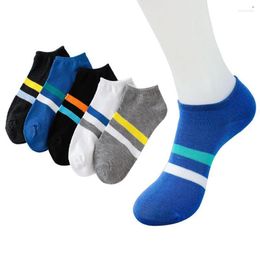 Men's Socks Men's 5pairs Casual Men Ankle Sock Chromatic Stripe Of Cotton Male Meias Calcetines Shallow Mouth Shaping Fashion Funny