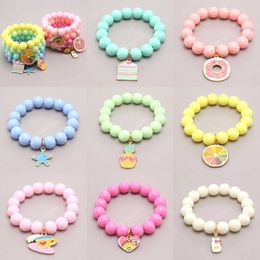 Baby Lucky Jewelry Candy Colors Beaded Bracelets Children Love Heart Charm Bracelet Kids Accessories Gift