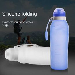 water bottle 600ml Portable Water Cup Sile Folding Drinking Bottle Travel Drop-Resistant Soft Water Cup Simple Outdoor Sports Cup P230324
