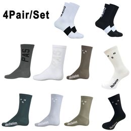 Sports Socks 4 Pair Set Cycling Sport Racing Professional Brand Road Bicycle Breathable Cotton Combo for Men Women 230324