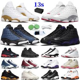 with box 13s Basketball Shoes 2022 Navy Del Sol University Blue Obsidian Flint Lucky Green Court Purple Black Cat 13 Mens Trainer Sports Sneakers