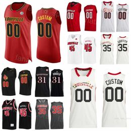 College Basketball 3 Peyton Siva Jerseys 24 JaeLyn Withers 22 Deng Adel Donovan Mitchell 45 35 Darrell Griffith 31 Wes Unseld Black Red White Embroidery University