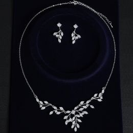 Bride Wedding Necklace Earrings Set Silver Rhinestones Necklaces Bridal Crystal Jewellery Accessories for Women and Girls