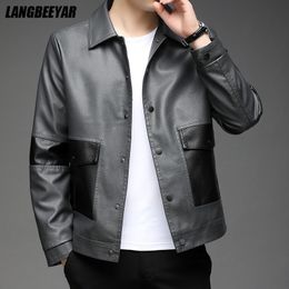 Men's Leather Faux Top Grade Brand Designer Streetwear Casual FashionClassic Biker Pu Fashion Jacket Men Coats Mens Clothing 2023 230324