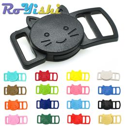 20Pcs/Pack Cat Collars 3/8" Mixed Colour Cat-Head Plastic Safty Breakaway Buckles For Cat Collar Paracord Webbing Bra Garment Accessories