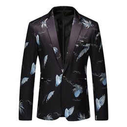 Men's Suits & Blazers 2023 High-quality Printed Wedding Business Casual Suit Jacket Slim Fit Street Wear Social Banquet Party Dress Coat