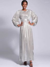 Ethnic Clothing African Dresses For Women Muslim Abaya Golden Sexy Party Dress Tunic Night Club Long Sleeve Maxi Africa