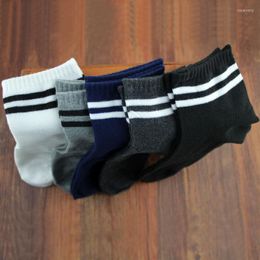 Men's Socks Men's 5pairs Fashion Stripe Men Short Sock Spring Autumn Comfortable Cotton Adult Meias Eur37-43 Pure Colours