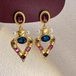 Backs Earrings Retro Heart Shaped Rhinestone Clip For Women Luxury Oversize Ear Clips Party Jewelry Accessories