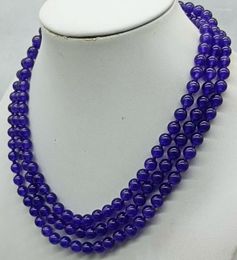 Chains Delicate 6mm Purple Amethyst Round Beads Necklace 48 Inch Jewellery Gifts For Women