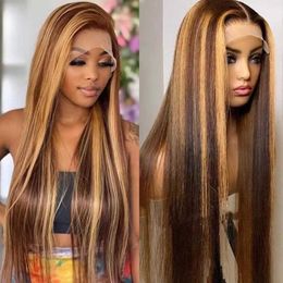 Front Lace Hot Selling Lace Wig Long Straight Brown Gradient Wig Cover High Temperature Silk Chemical Fiber230323