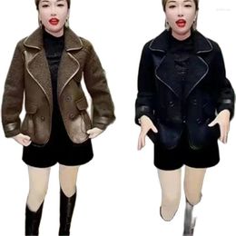 Women's Leather Online Celebrity Fur One With Loose Coats On Both Sides Women's Winter Suit Collar And Fashionable Western-Style Tops