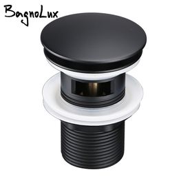 Drains Bathroom Basin Sink PopUp Drain Waste Stopper Bathroom Faucet Accessories Solid Brass Material Black Chrome Rose Brushed Gold 230323