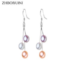 Charm ZHBORUINI 2021 Pearl Earrings Natural Freshwater Pearl Tassels Pearl Jewellery Drop Earrings 925 Sterling Silver Jewellery For Woman Z0323