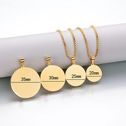 Pendant Necklaces Military Army Style Disc Round Gold Blank Necklace Stainless Steel Dog Tags Chain For Women Man JewelryPendant