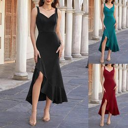 Casual Dresses Women's Long Formal Sleeveless V Neck Cocktail Wedding Guest Summer Dress For Women