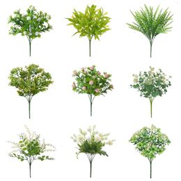 Decorative Flowers 1pc Artificial Plants Fern Grass Wedding Wall Decor Green Leaf Plastic Fake Plant For Home Garden Decoration